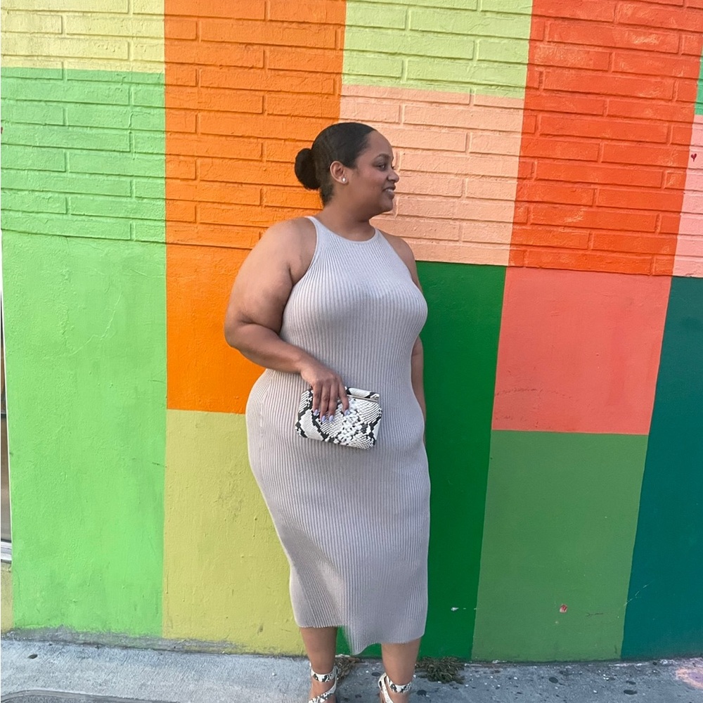 Gray Ribbed Dress